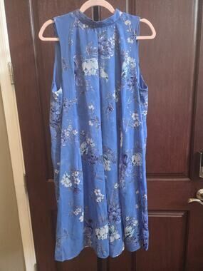NWT Lane Bryant Blue Floral Mock Neck Sleeveless Shift Midi Dress 14/16